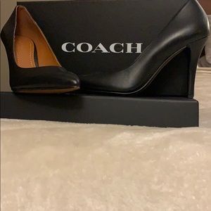 Coach black leather 3 inch heels.